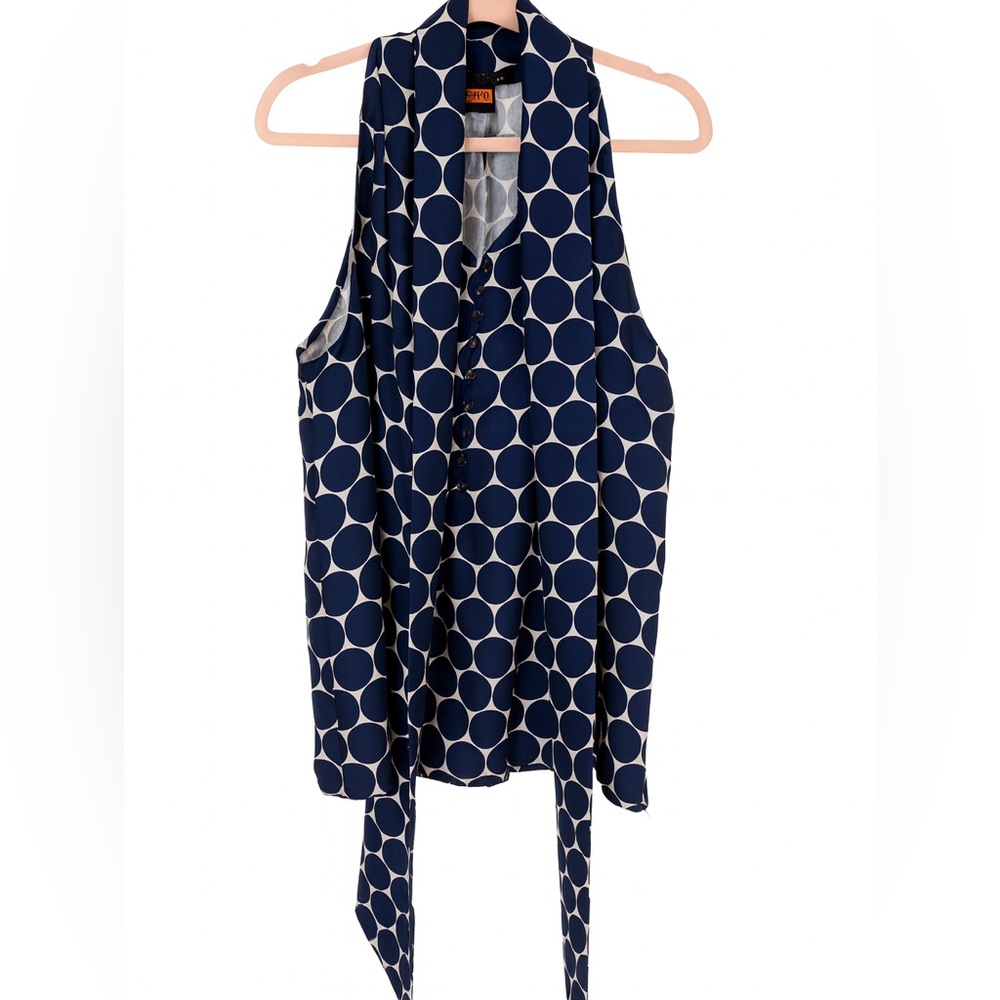 Marc by Marc Jacobs Navy and White Silk Top